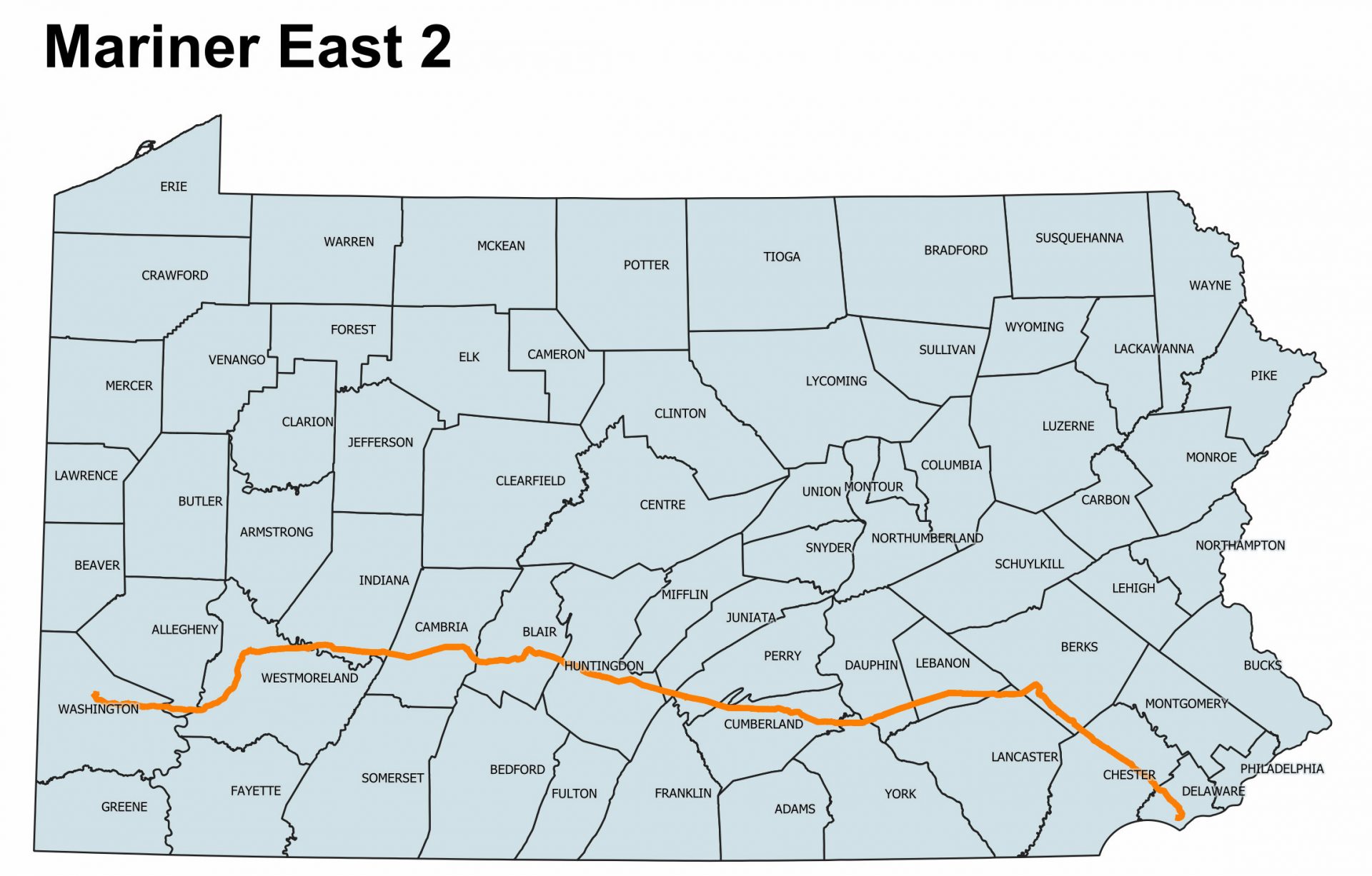 The Mariner East 2 pipeline begins in Ohio, then cuts through 17 Pennsylvania counties on its way to the Marcus Hook industrial complex in Delaware County, where the natural gas liquids it carries will be shipped overseas to make plastics.