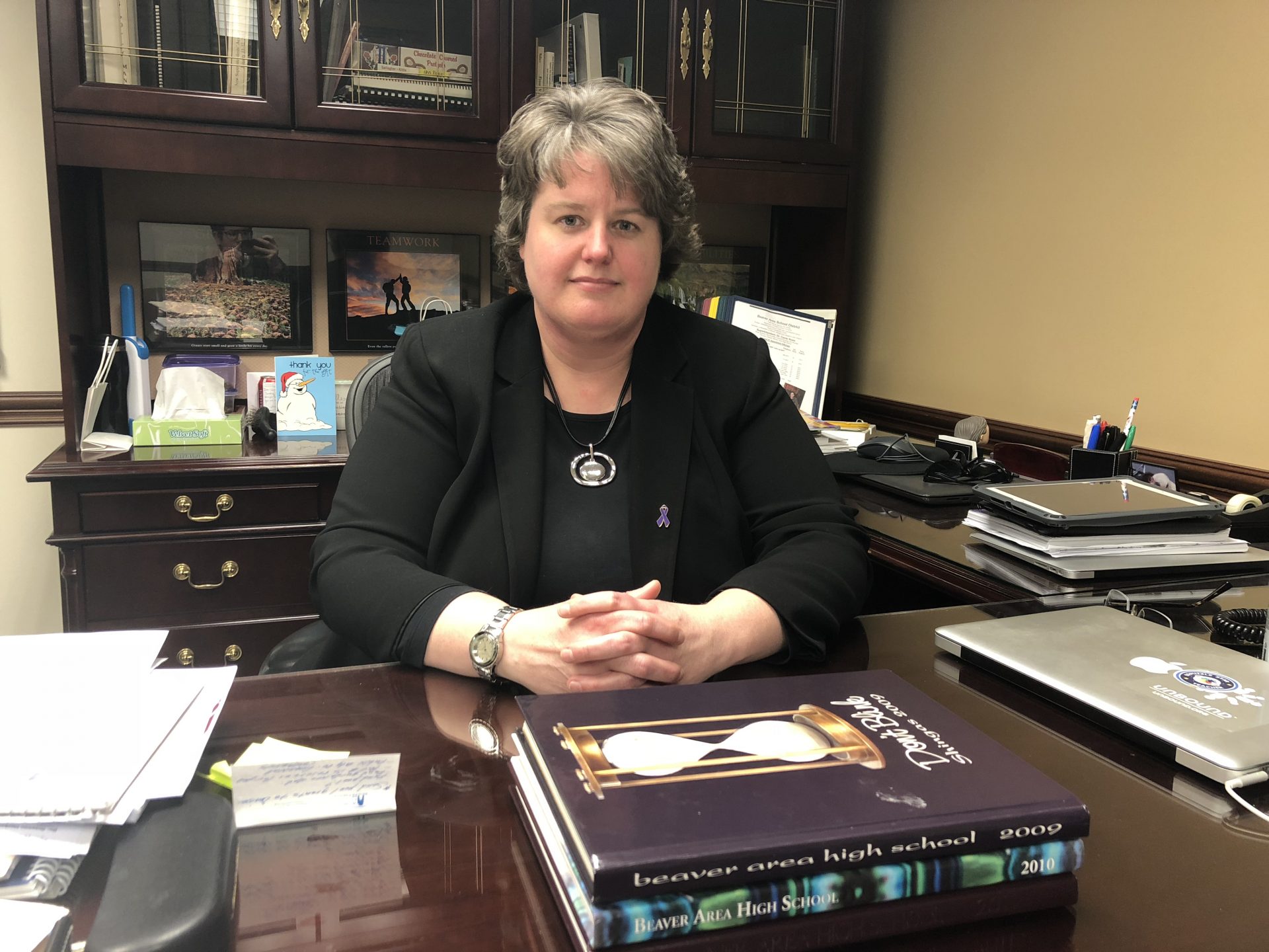 Carrie Rowe, superintendent of the Beaver Area School District, is seen in her office on Dec. 13, 2018.