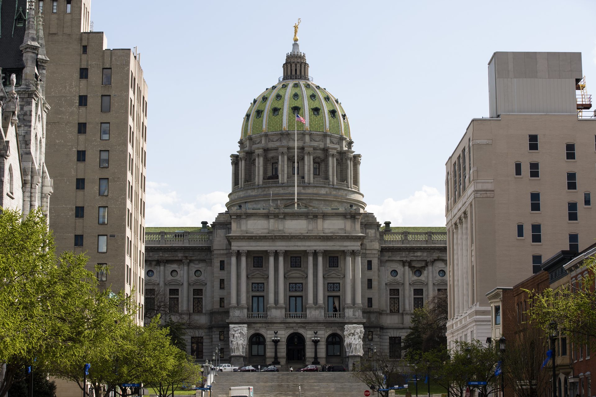 Shown is the Pennsylvania Capitol in Harrisburg, Pa. on the Wednesday, April 10, 2019.