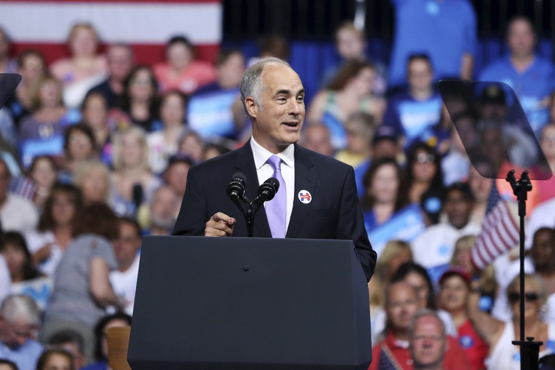 In this file photo, Sen. Bob Casey, Jr., D-Pa., speaks during a campaign rally with Vice President Joe Biden and Democratic presidential nominee Hillary Clinton Monday, Aug. 15, 2016, in Scranton, Pa.