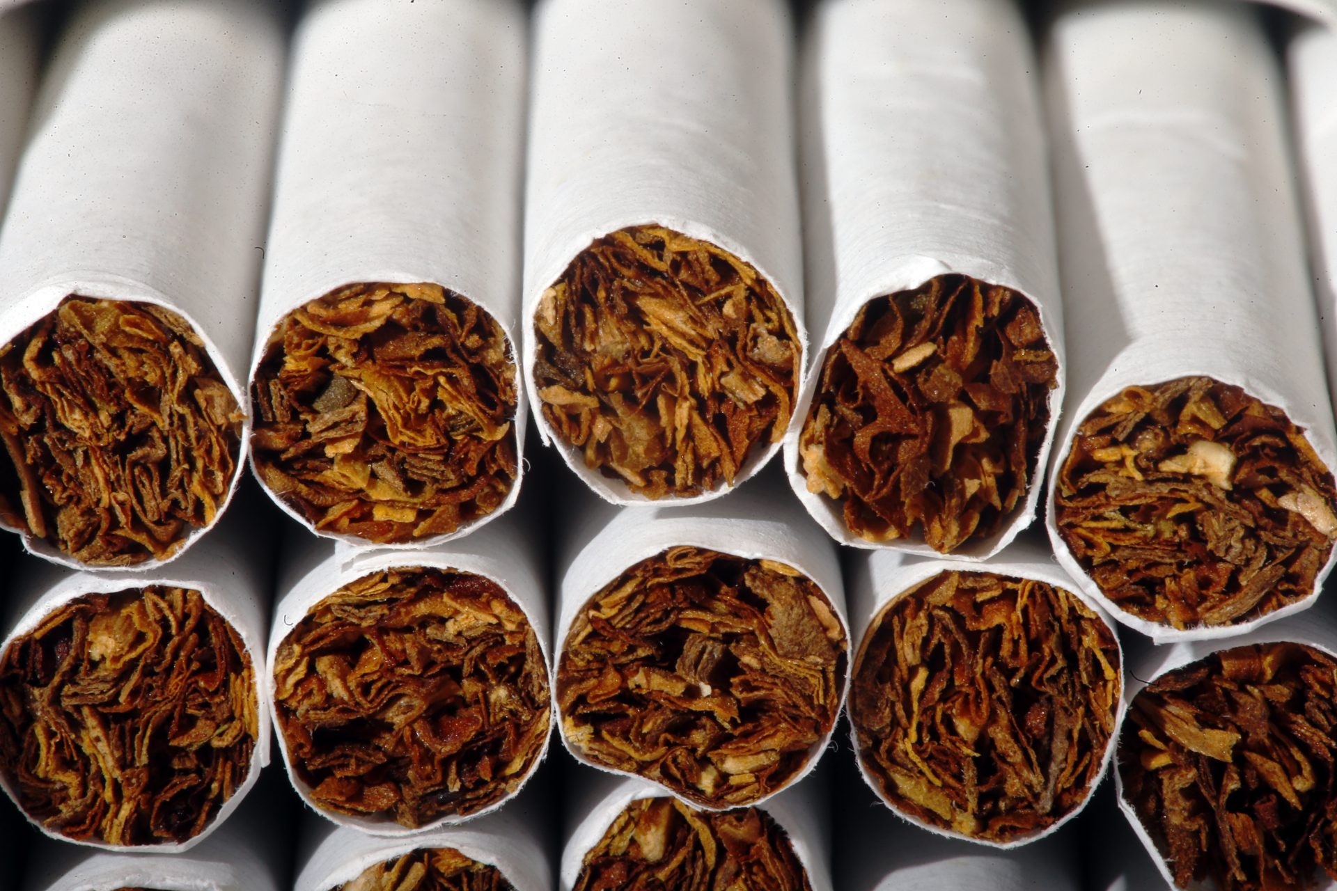 This Tuesday, July 15, 2014 photo shows the tobacco in cigarettes in Philadelphia.