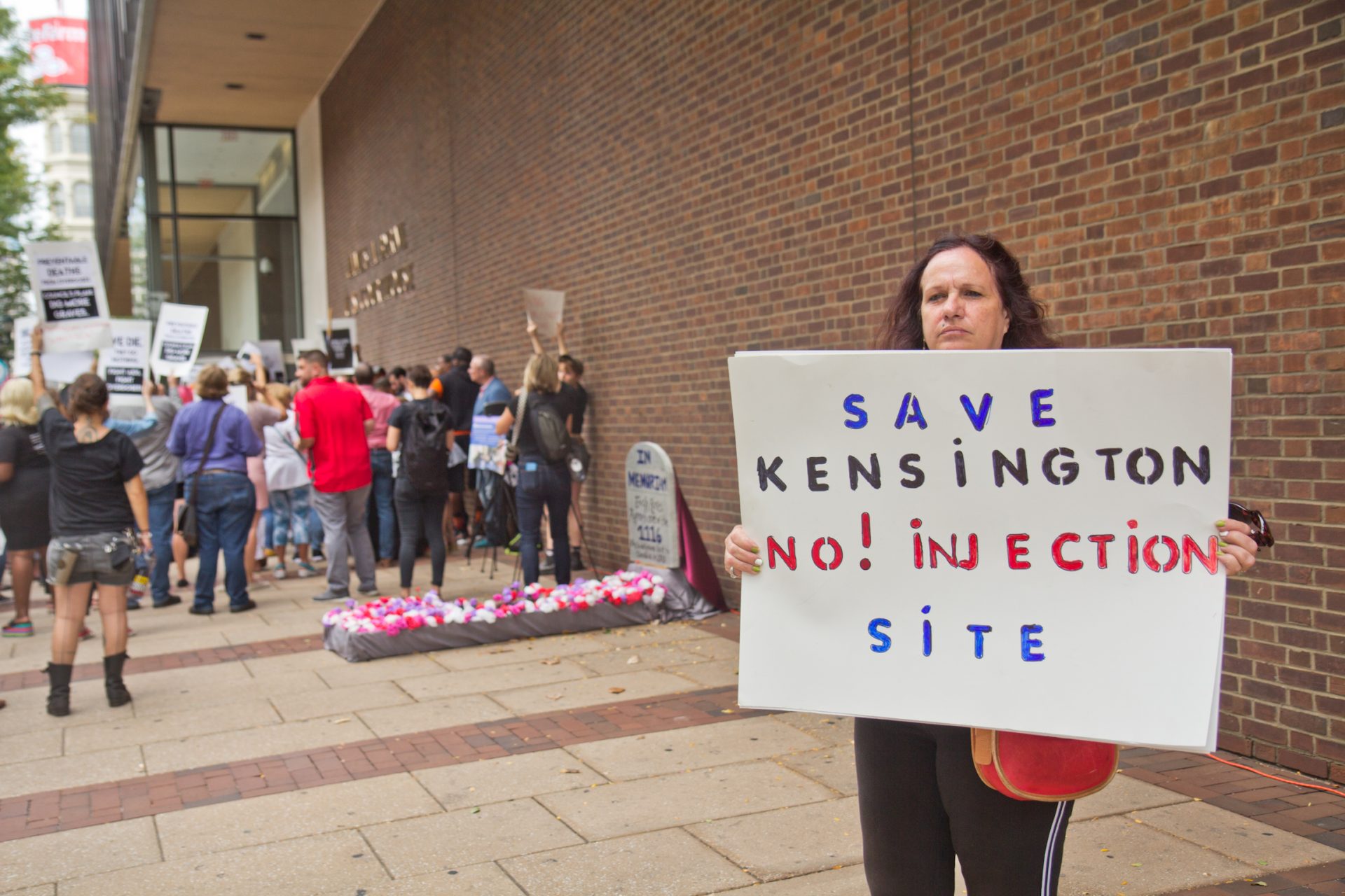 “Evangelist” Theresa is a block captain in the neighborhood where the Safehouse injection site is proposed. She was one of two counter protesters at a rally in support of the site.