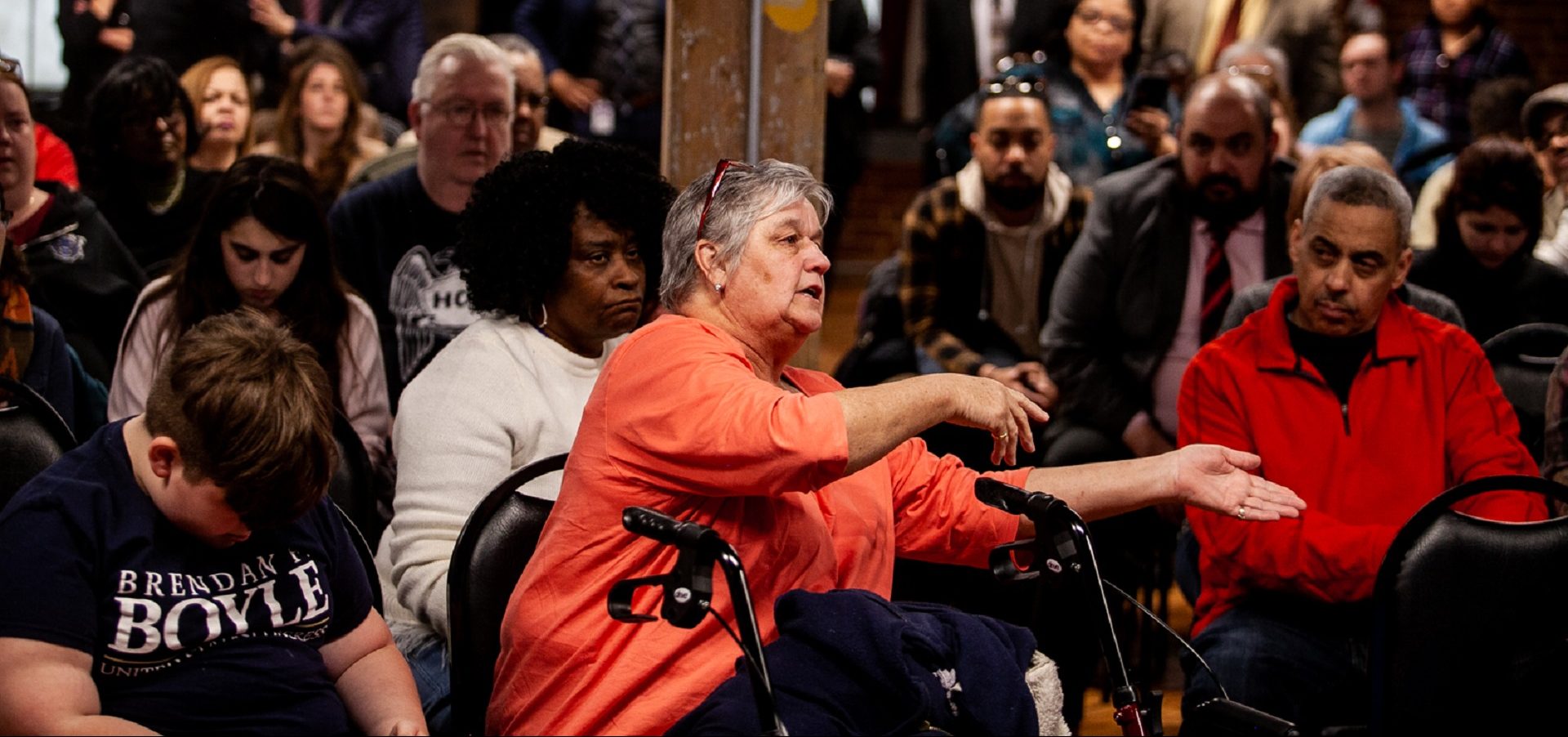 Kensington resident Donna Aument voiced her opposisiton to a proposed safe injection site at a meeting to update residents on the ongoing Philadelphia Resilience Project's efforts in combating the opioid epidemic.