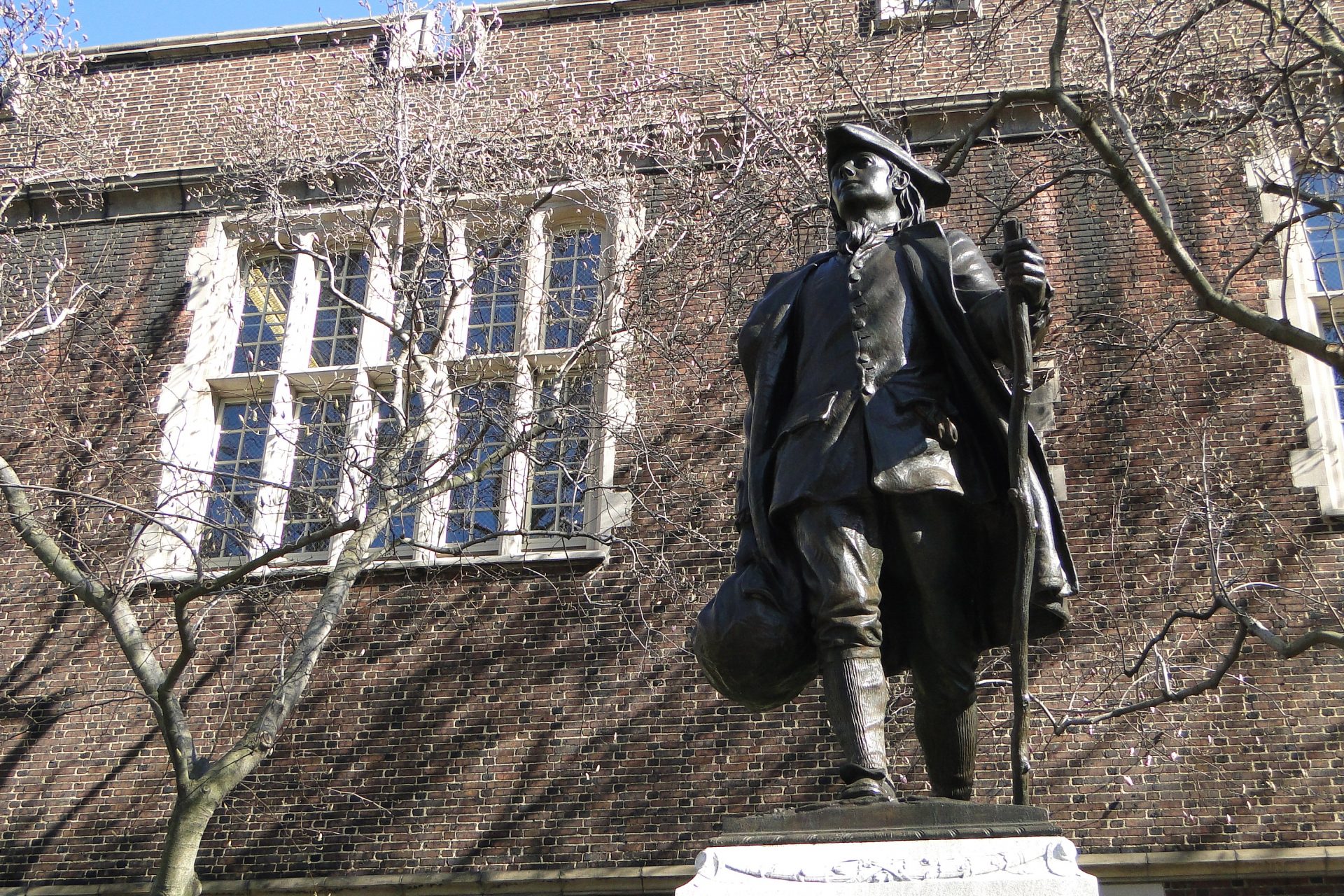 A statue of a young Ben Franklin at the University of Pennsylvania Campus.