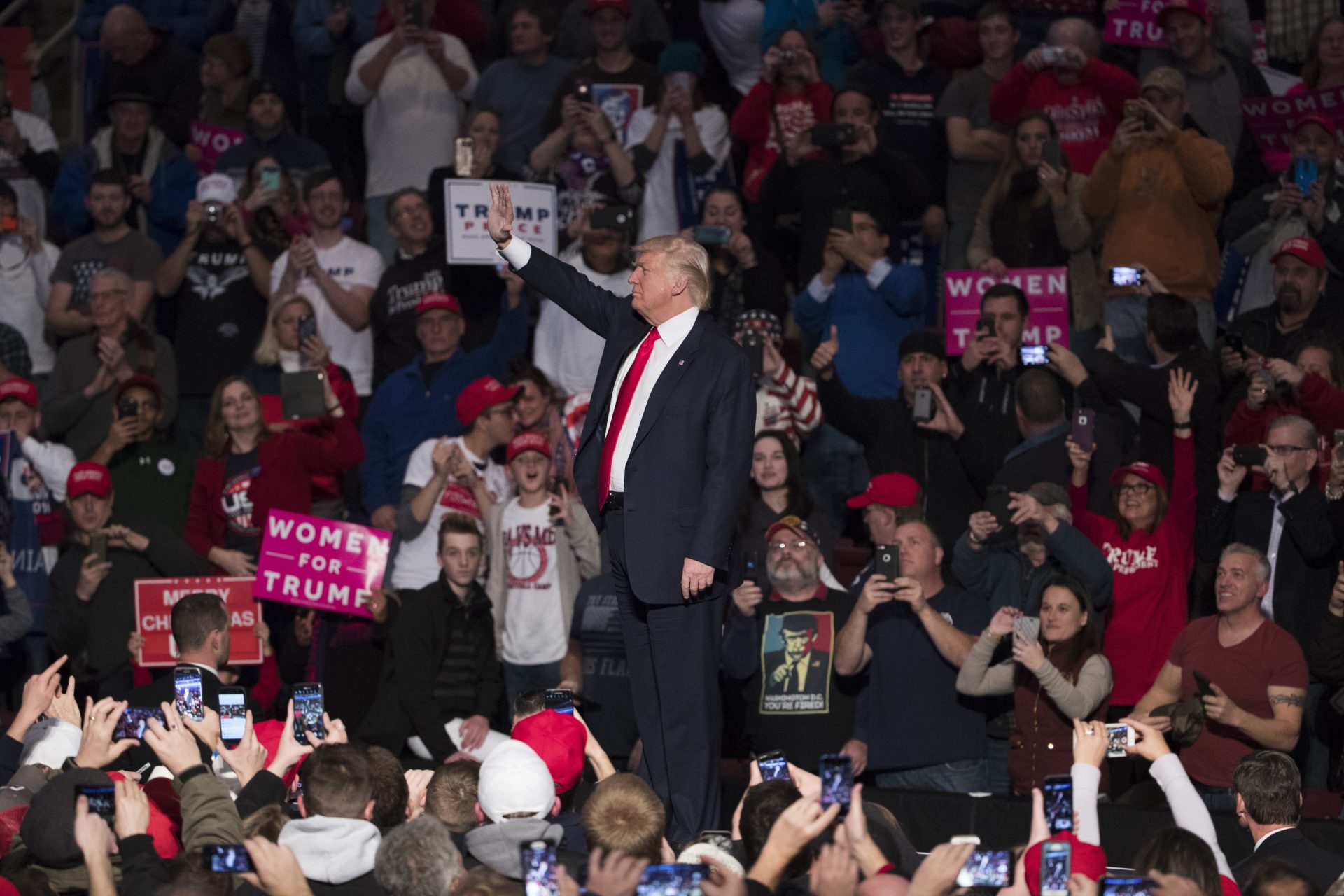 FILE PHOTO: President-elect Donald Trump during a rally at the Giant Center, Thursday, Dec. 15, 2016, in Hershey.