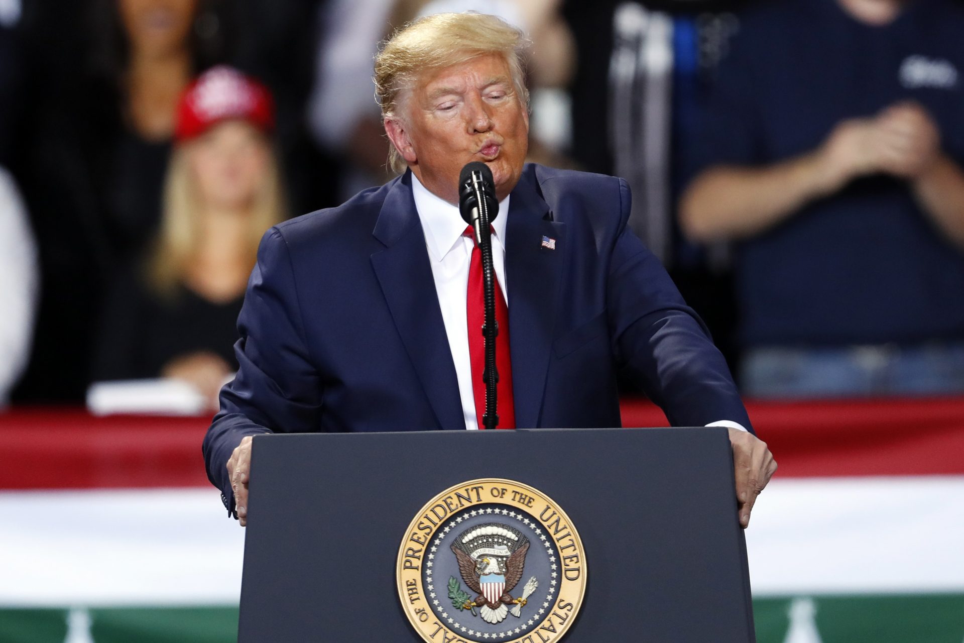 President Donald Trump speaks at a campaign rally in Battle Creek, Mich., Wednesday, Dec. 18, 2019.