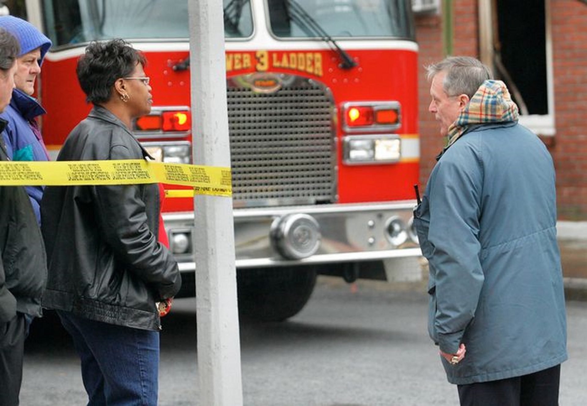 Mayor Steve Reed at the scene of a building fire on the corner of Verbeke and Penn Streets. The fire was believed to have started in kitchen.