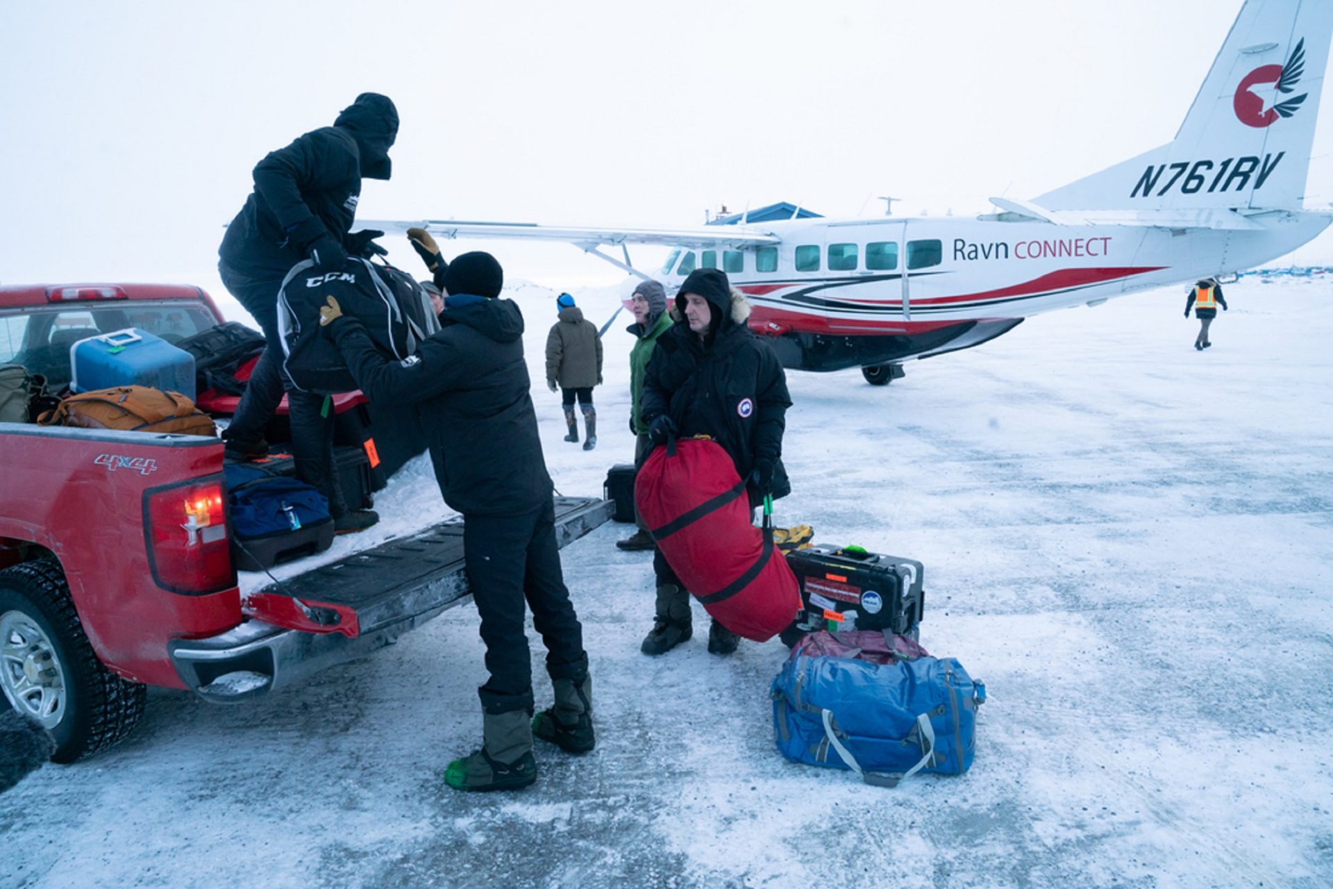 Census workers and their production crew arrive in Toksook Bay.