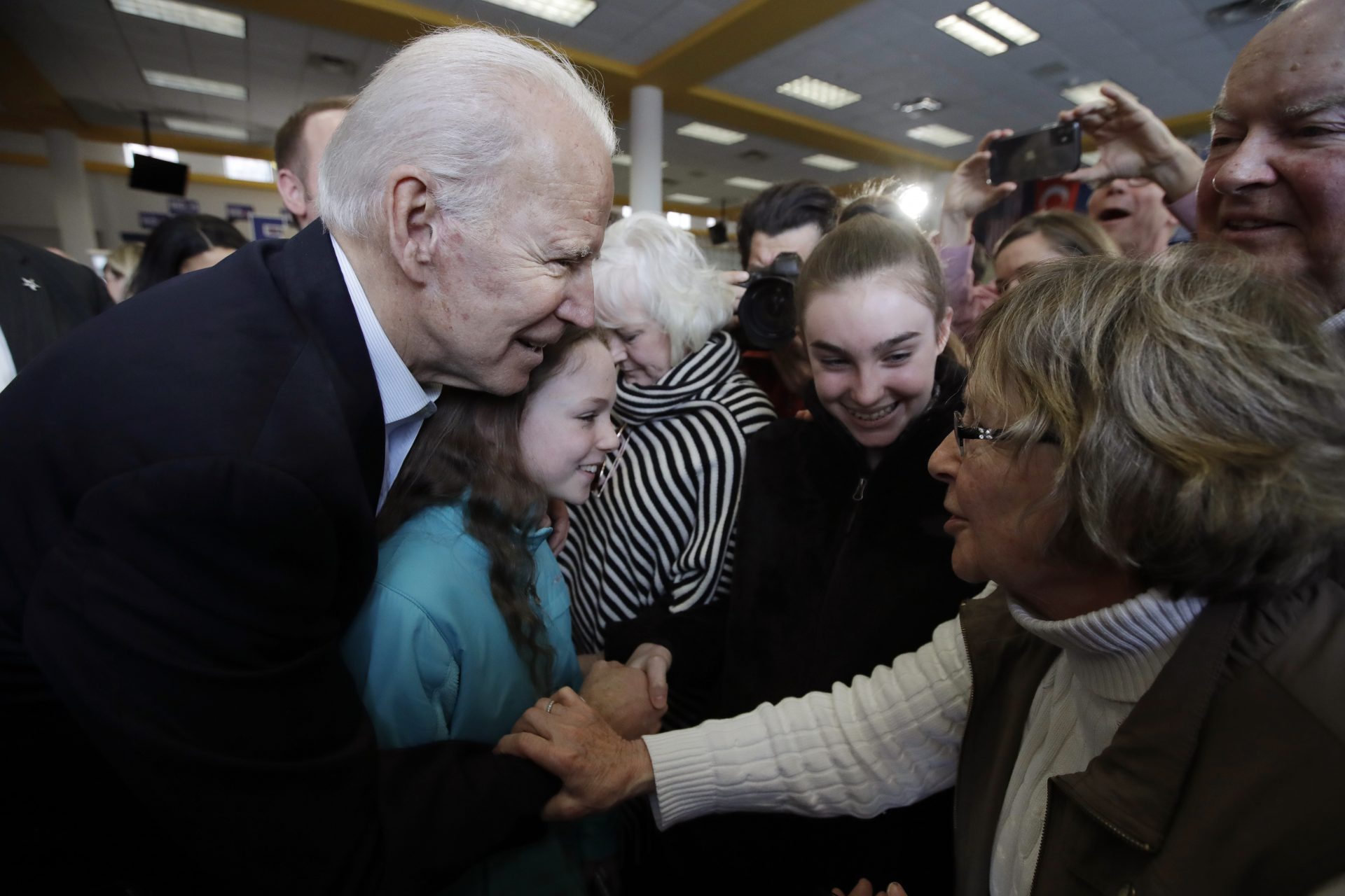 Democratic presidential candidate former Vice President Joe Biden people in the audience during a campaign event Sunday, Feb. 2, 2020, in Dubuque, Iowa.