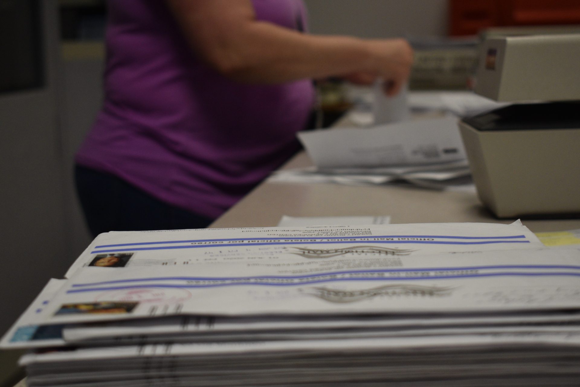 A stack of ballots that arrived at the Berks County Office of Election Services June 4, two days after the deadline. Many thousands of ballots were late statewide, even in the seven jurisdictions covered by deadline extension orders.