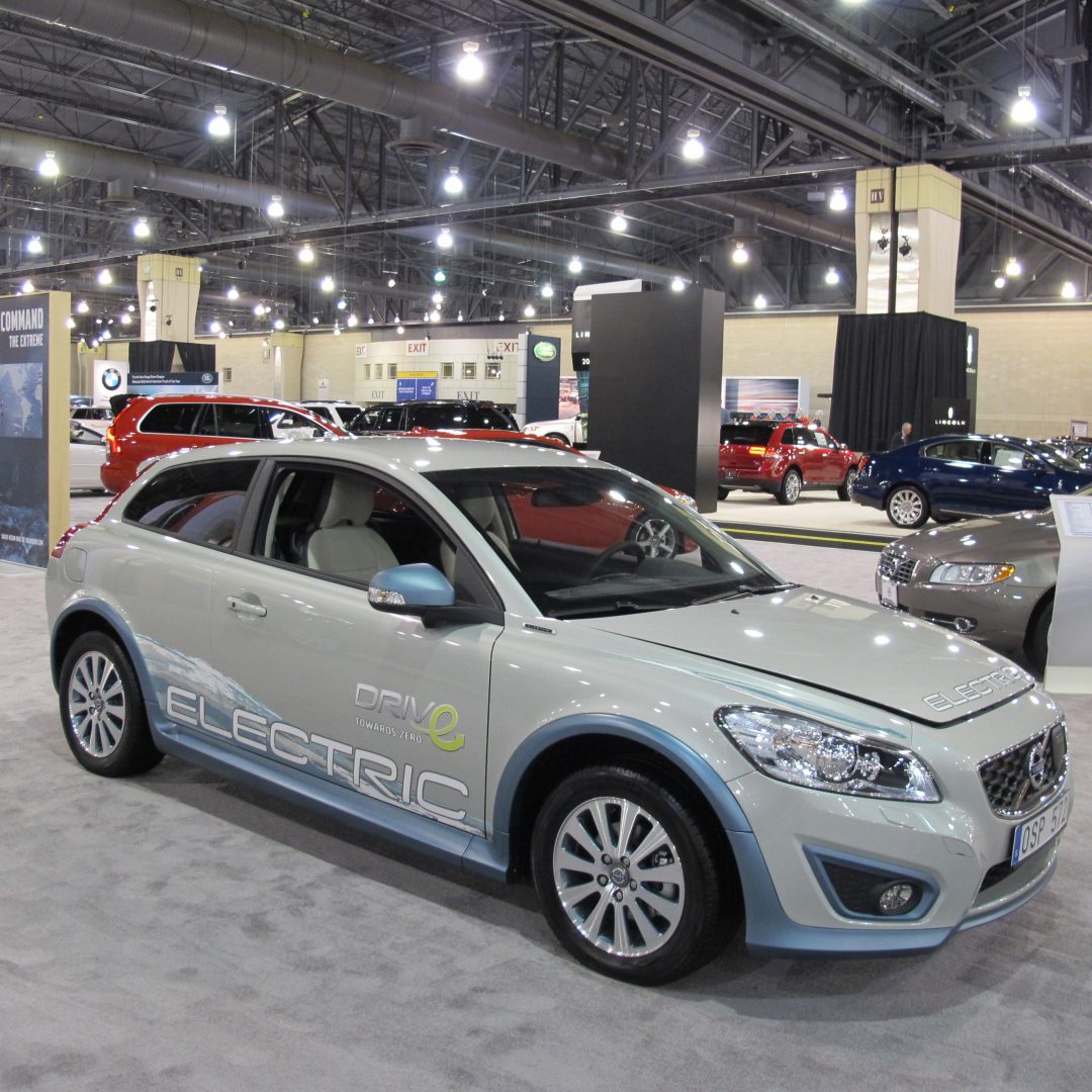 Volvo's new electric car on display at the 2012 Philadelphia Auto Show.