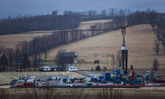 A hydraulic fracturing drill rig in Bradford County.