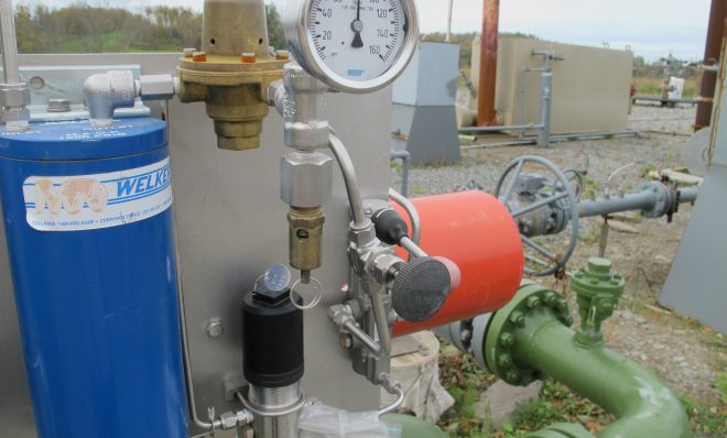 Metering equipment at a producing gas well in Susquehanna County.