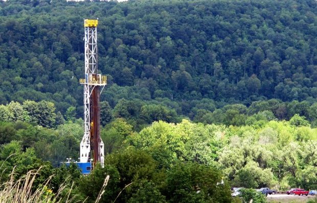 A drilling rig in Tioga State Forest.