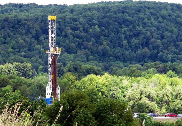 A drilling rig in Tioga State Forest.