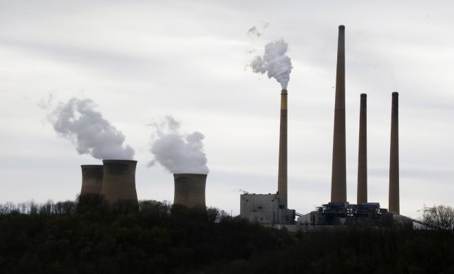 This photo taken May 5, 2014 shows the stacks of the Homer City Generating Station in Homer City, Pa. 