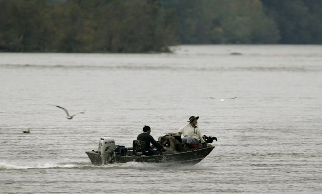 Fisherman on the Susquehanna River. It supplies half the freshwater flowing into the Chesapeake Bay.
