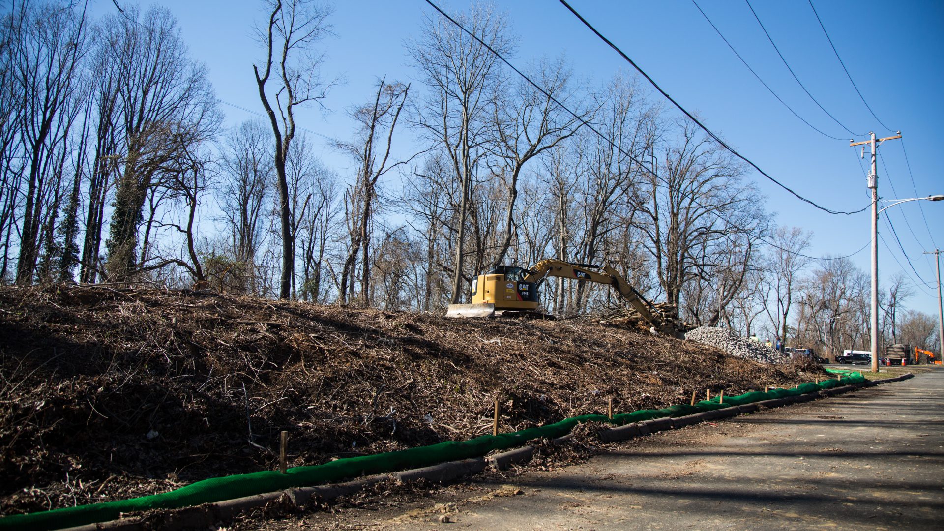 Construction equipment clears trees in Aston, Delaware County to make way for the Mariner East 2 natural gas liquids pipeline.