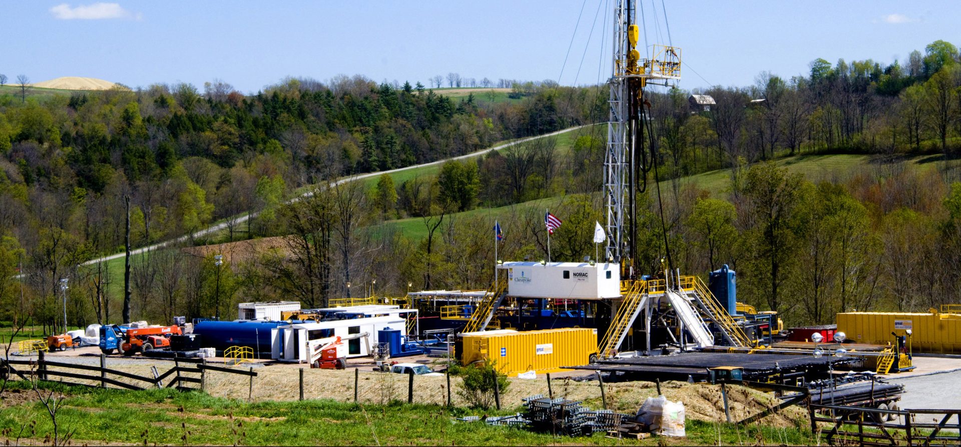 This 2017 file photo shows a Chesapeake Energy natural gas well site in Bradford County, Pa.