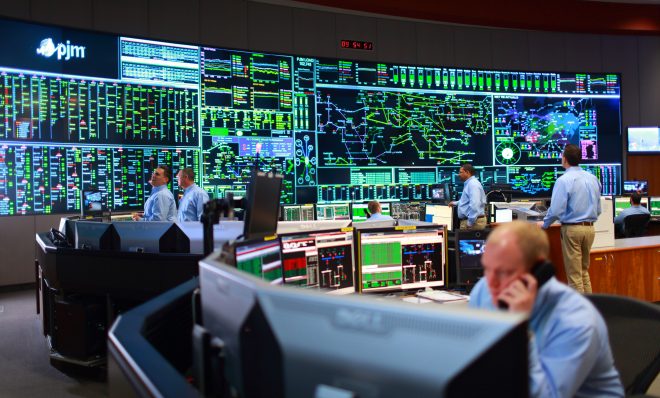 A view of the PJM  control room. 
