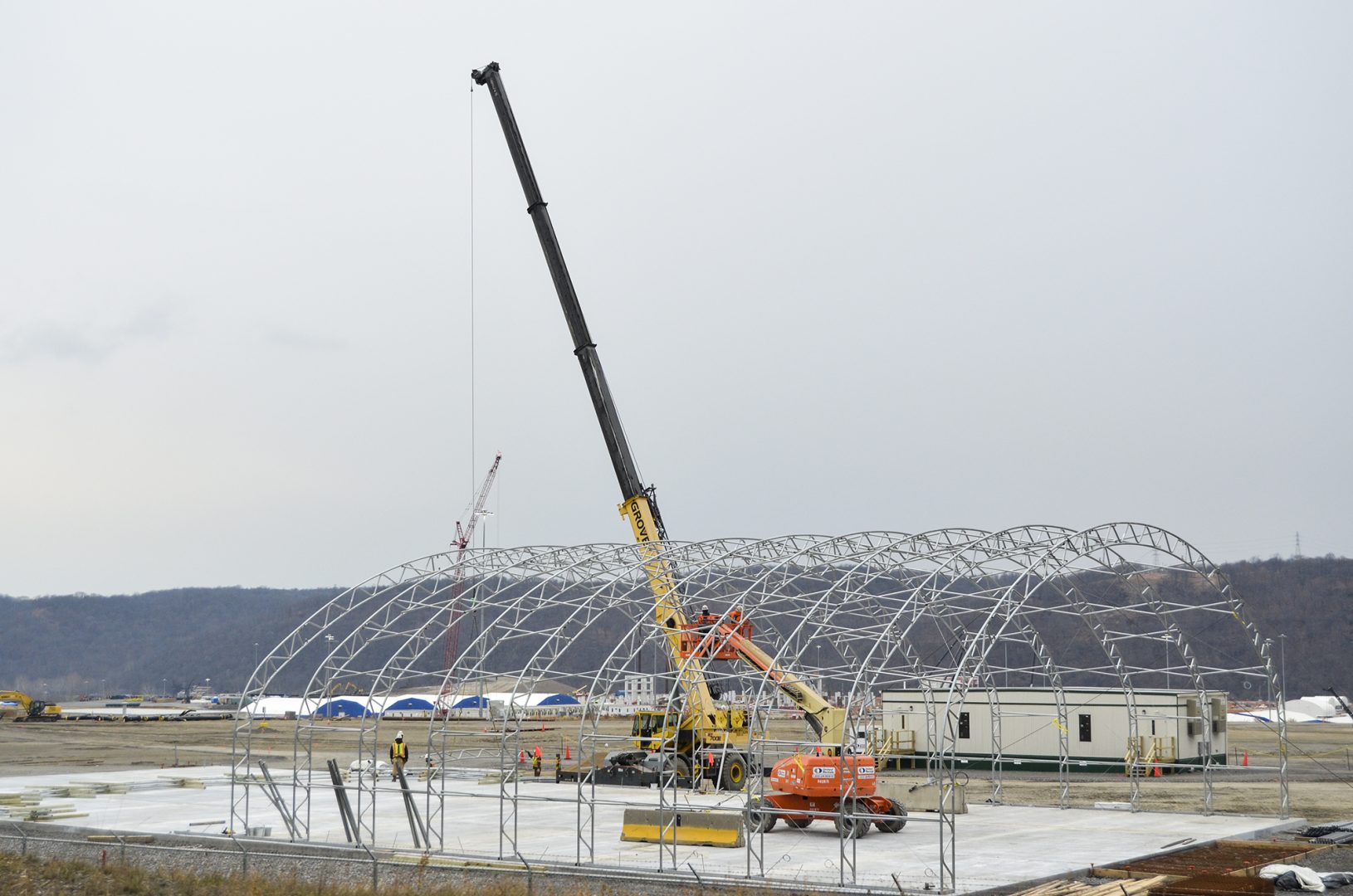 Construction takes place in December 2017 at the site of Shell's ethane cracker plant in Beaver County.