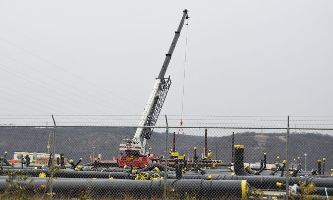 Construction takes place in December 2017 at the site of Shell's ethane cracker plant in Beaver County.