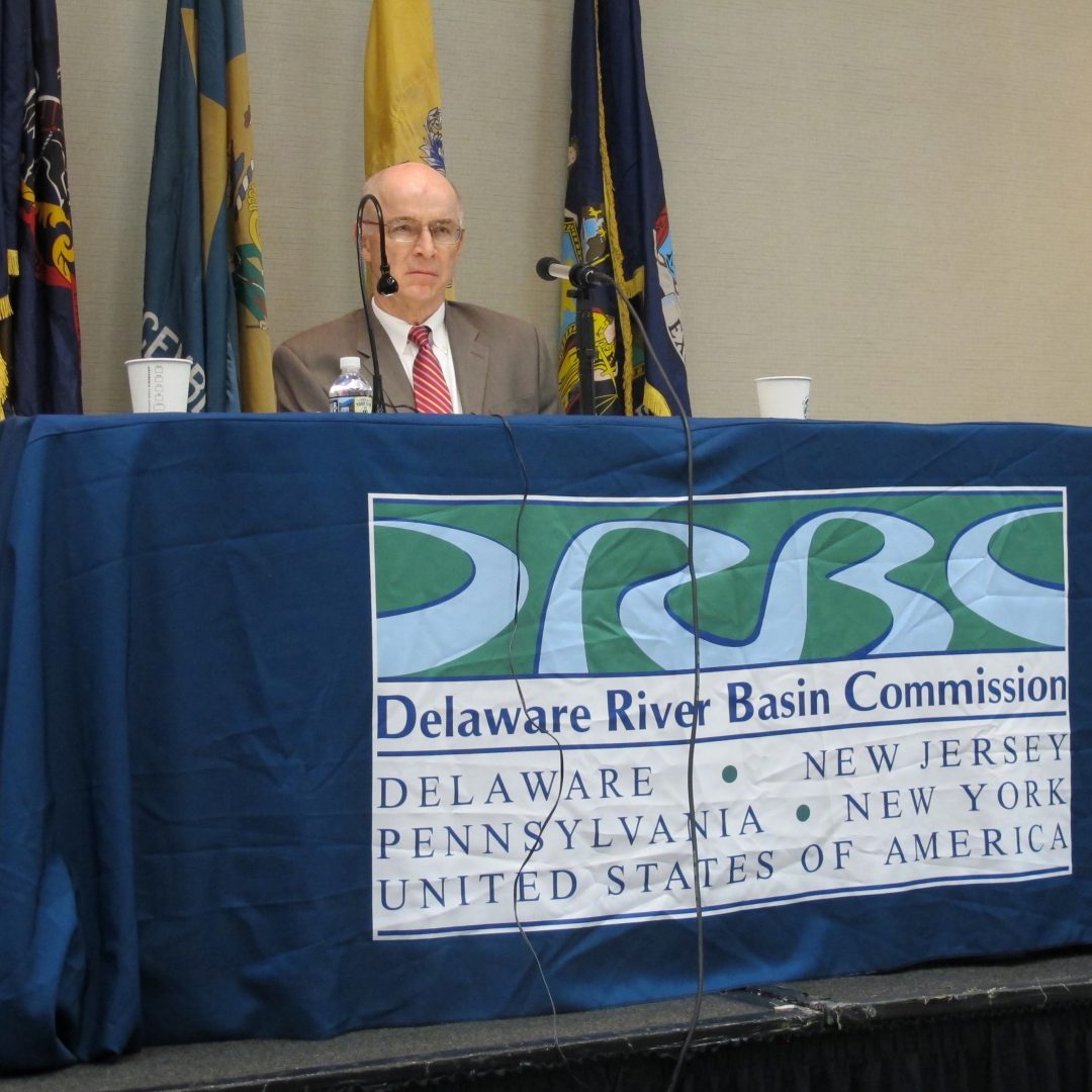 In this 2018 photo, the Delaware River Basin Commission, a federal/interstate agency responsible for managing water resources in the Delaware River watershed, held a hearing in Philadelphia on the proposed ban on fracking in the Delaware River basin. 