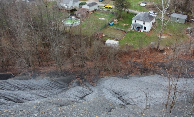 The Black Dog Hollow waste coal pile in East Bethlehem Township, Washington County. Photo: Reid R. Frazier