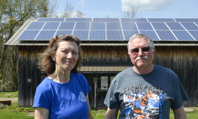 Cambria County residents Janice Eastbourn-Bloom and Rick Bloom installed solar panels on their barn rooftop in 2011.