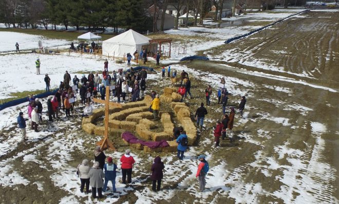 The nuns erected a large cross next to the pipeline, which has already been installed on their land in Lancaster County.