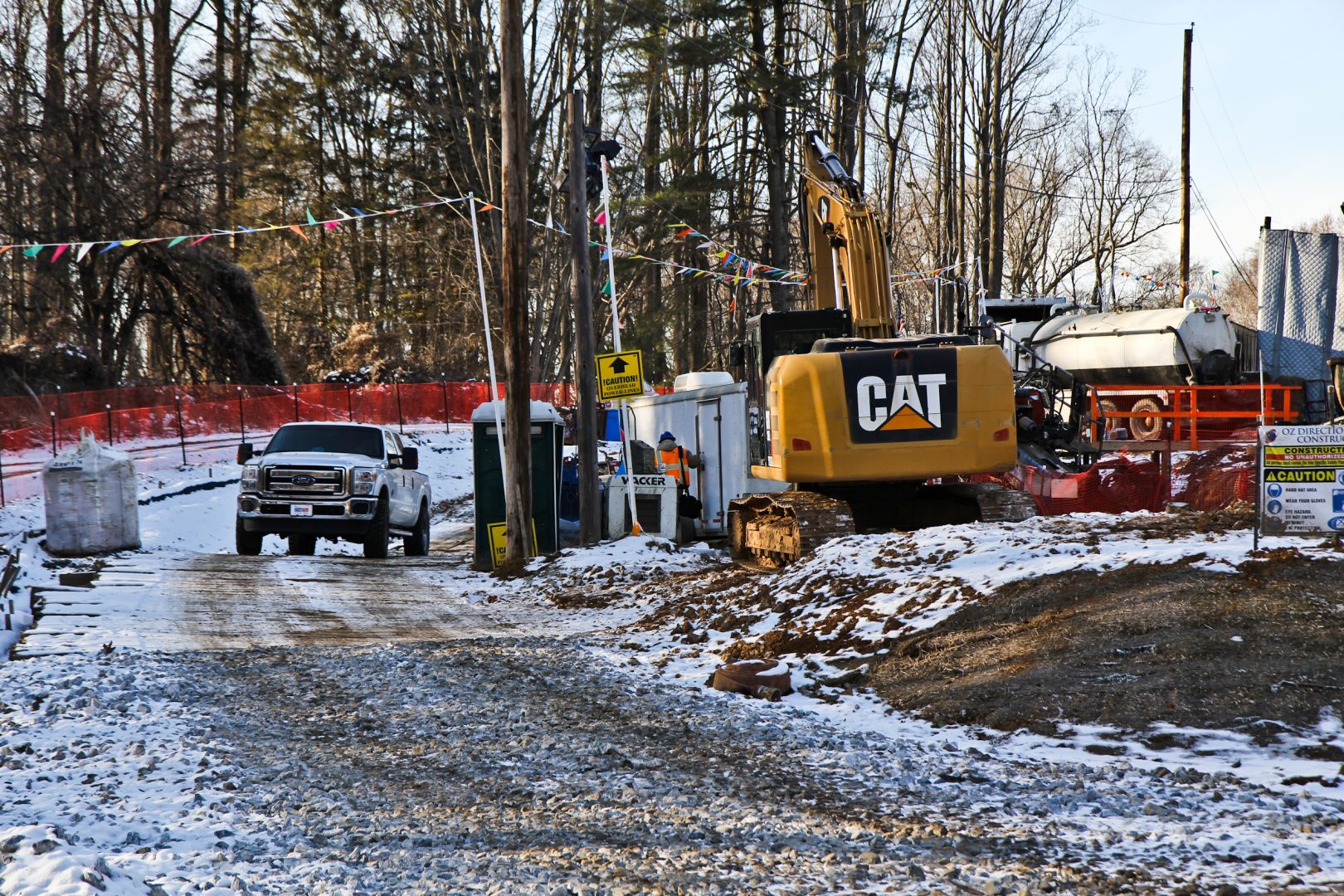 Mariner East 2 construction site in Edgemont Township, Delaware County. DEP said Sunoco can resume drilling at a site in neighboring Chester County where some private well water turned cloudy after the company punctured an aquifer last summer.