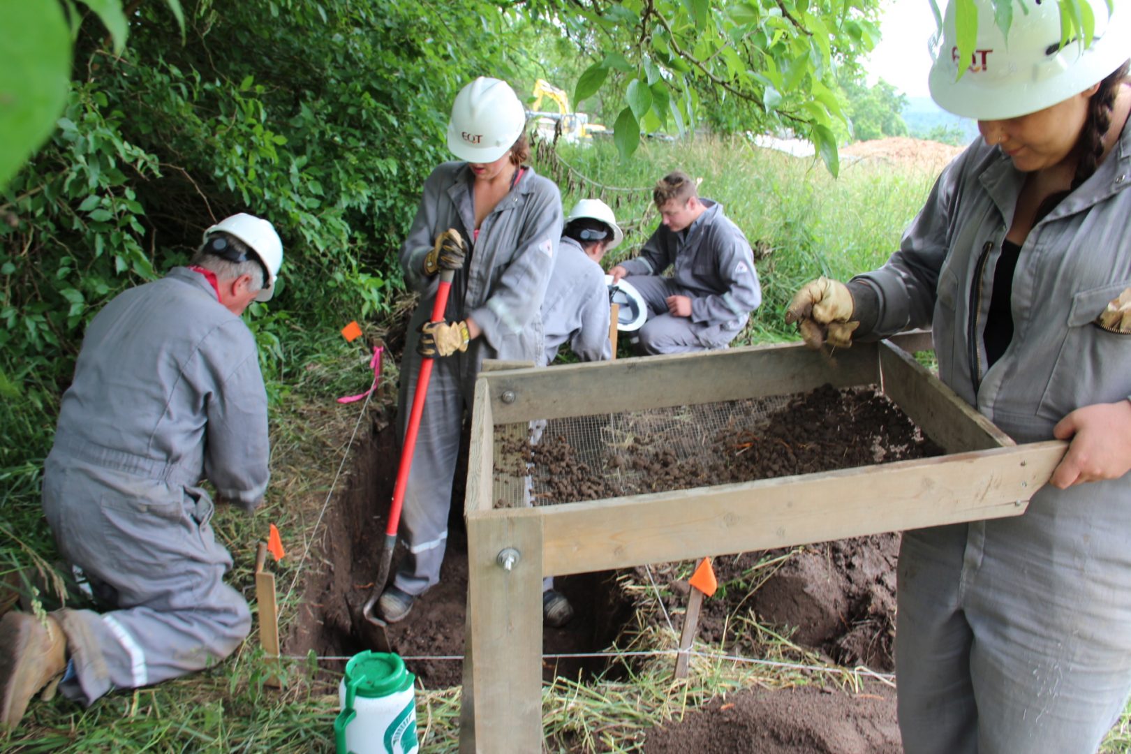 Archaeology students from West Virginia University at a dig near a shale gas site in Marianna, Pa. 