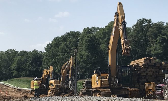 Workers installing the Mariner East 2 pipeline August 22, 2018 in Lebanon County. Energy Transfer Partners, parent company of Sunoco Logistics, had told investors that the line would be operational by the end of September. But regulatory issues have held it up.
