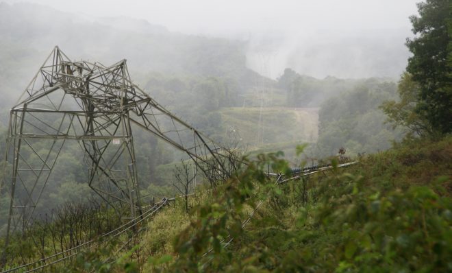 A natural gas pipeline explosion in September 2018 in Beaver County destroyed one home and also damaged power line towers such as this one.