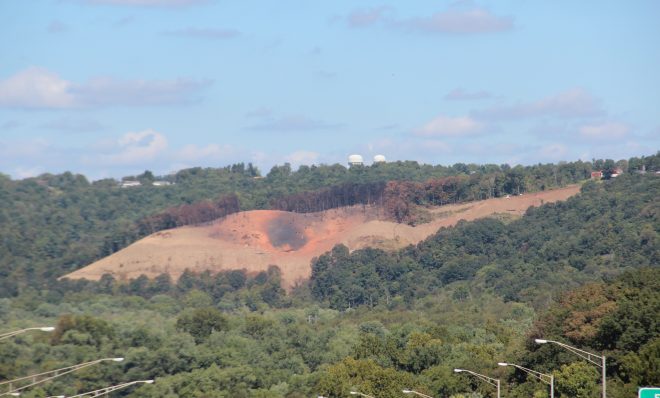 The site of an explosion of the Energy Transfer Partners Revolution Pipeline, Center Township, Beaver County. 