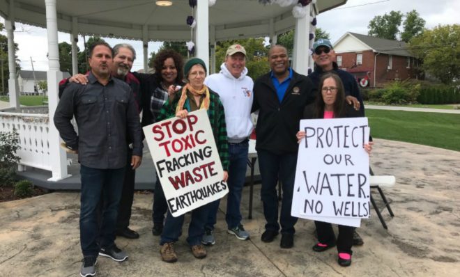 State representative Glenn Holmes (3rd from right) has introduced two bills in the Ohio House of Representatives meant to rein in injection wells. 