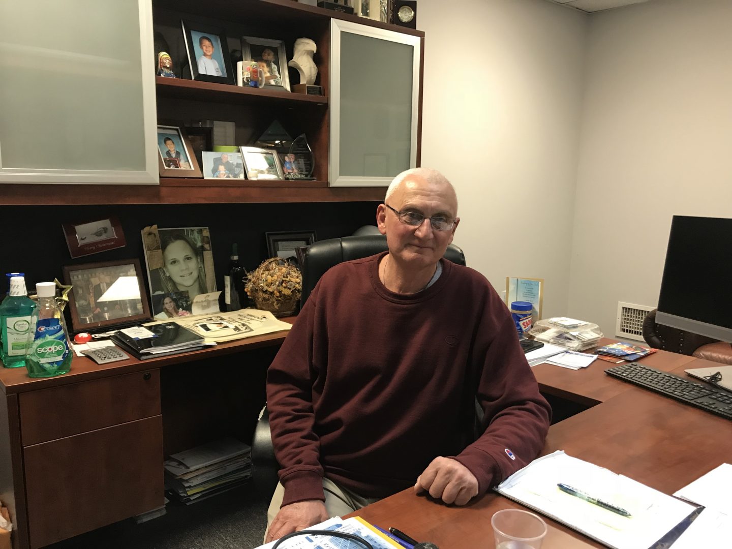 Bucks County Representative Gene DiGirolamo, at his district office desk. DiGirolamo is one of just a few Republicans who strongly supports increasing the dollars provided to counties for human services. He hasn’t had much luck convincing the rest of his caucus.