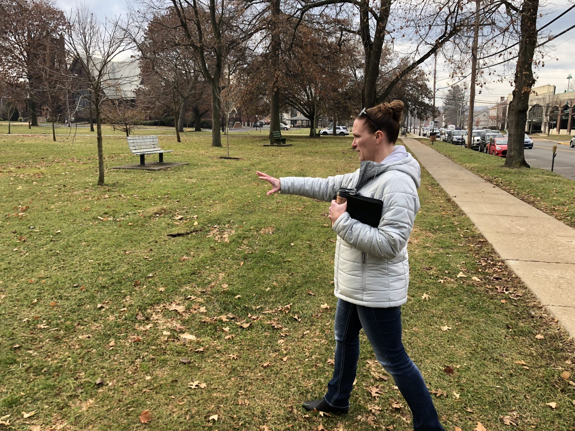 Jessica Davis on Dec. 14, 2018, shows a spot in Beaver County where she and others hope to build a memorial to soldiers killed in the Global War on Terror.