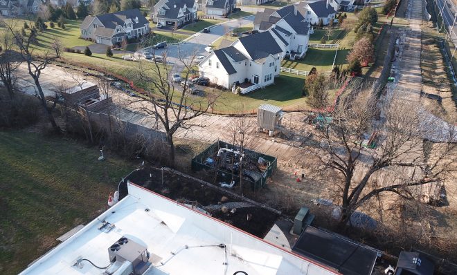 The Andover estate in Thornbury Township, Delaware County, along the route of the Mariner East 2 pipeline which began operating on Dec. 29. A valve site for the pipeline is in the center of the picture.
