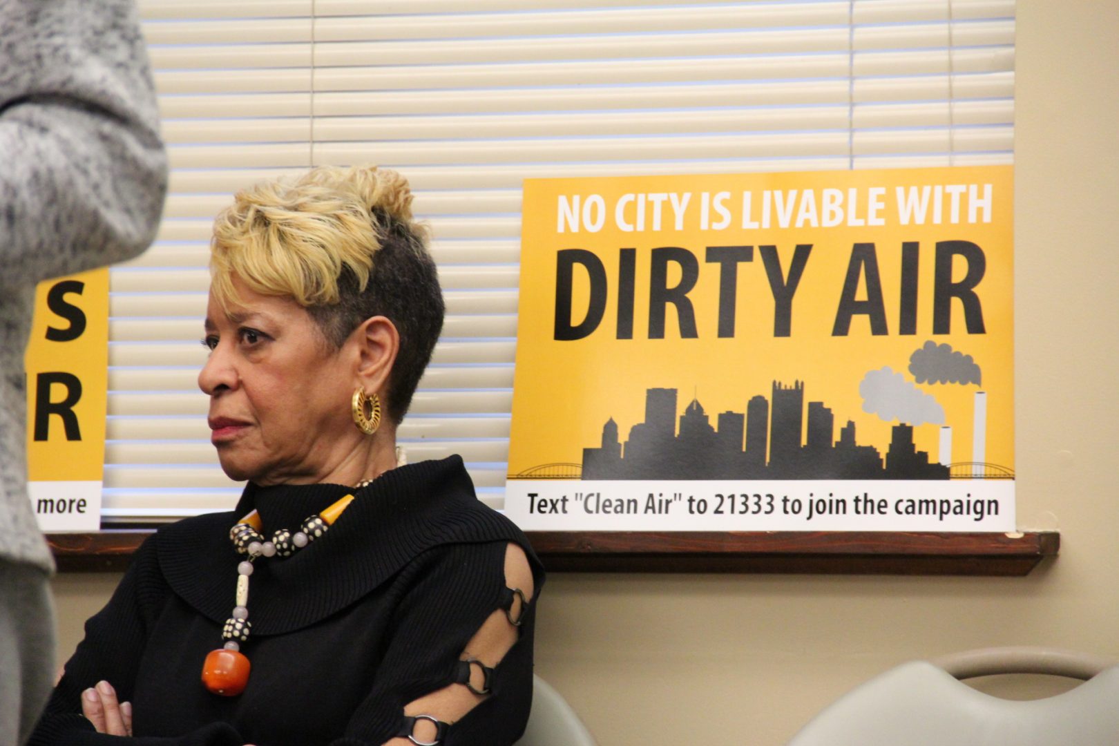 Cheryl Hurt of Clairton at a press conference to discuss air pollution from US Steel's Clairton Coke Works. 