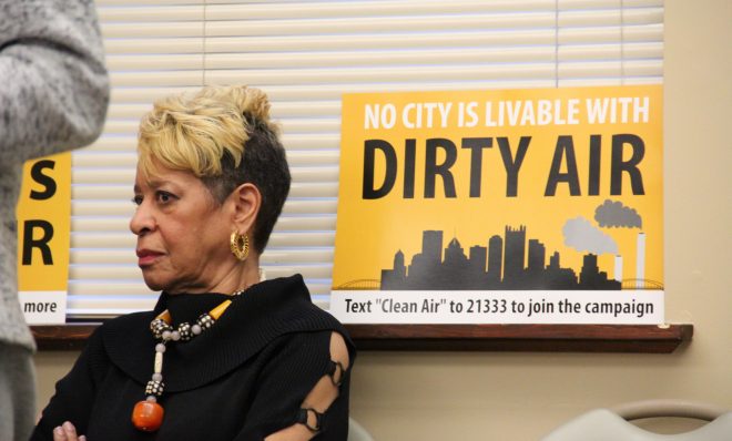 Cheryl Hurt of Clairton at a press conference to discuss air pollution from US Steel's Clairton Coke Works. 