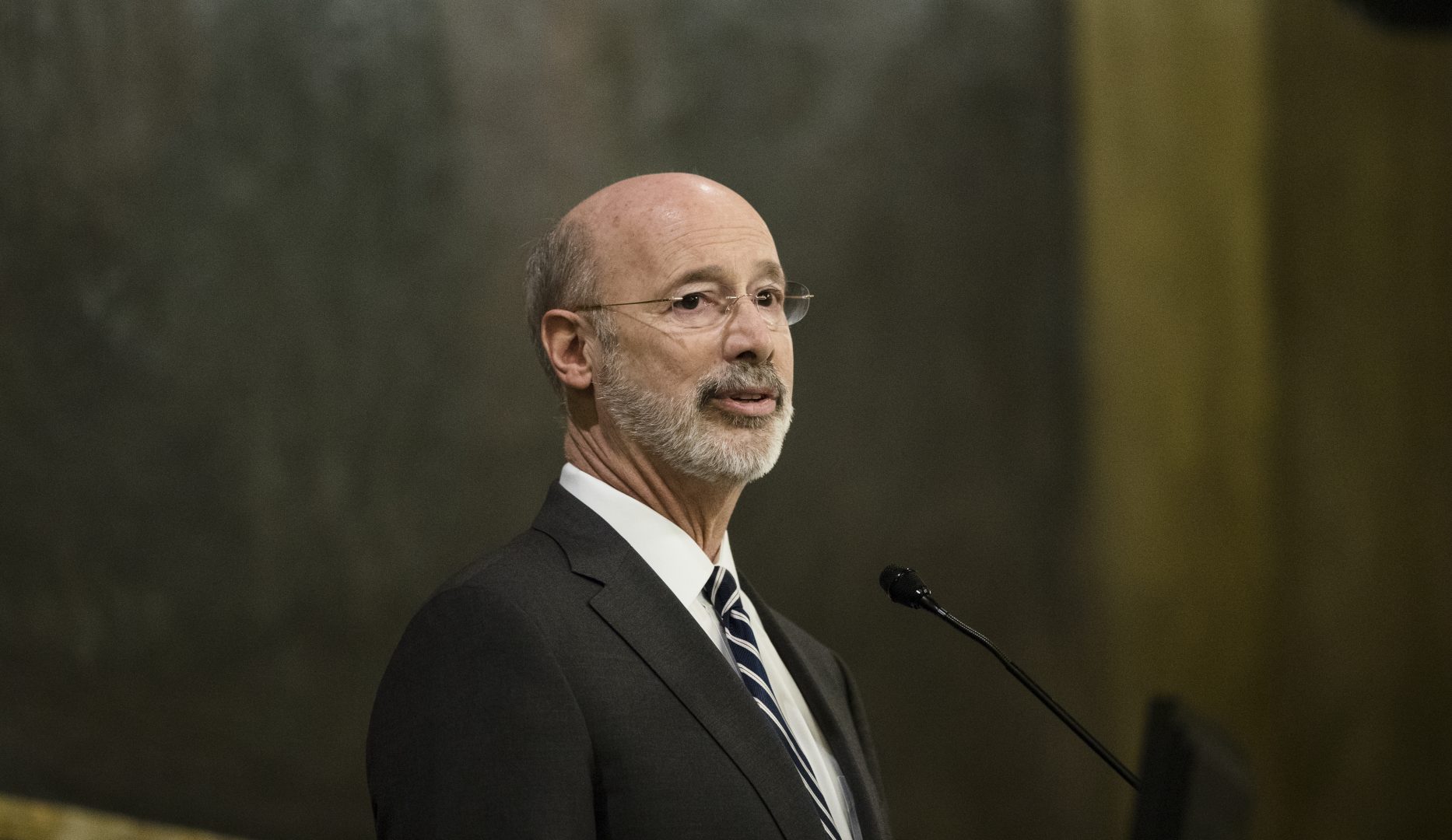 Democratic Gov. Tom Wolf delivers his budget address for the 2019-20 fiscal year to a joint session of the Pennsylvania House and Senate in Harrisburg, Pa., Tuesday, Feb. 5, 2019. 