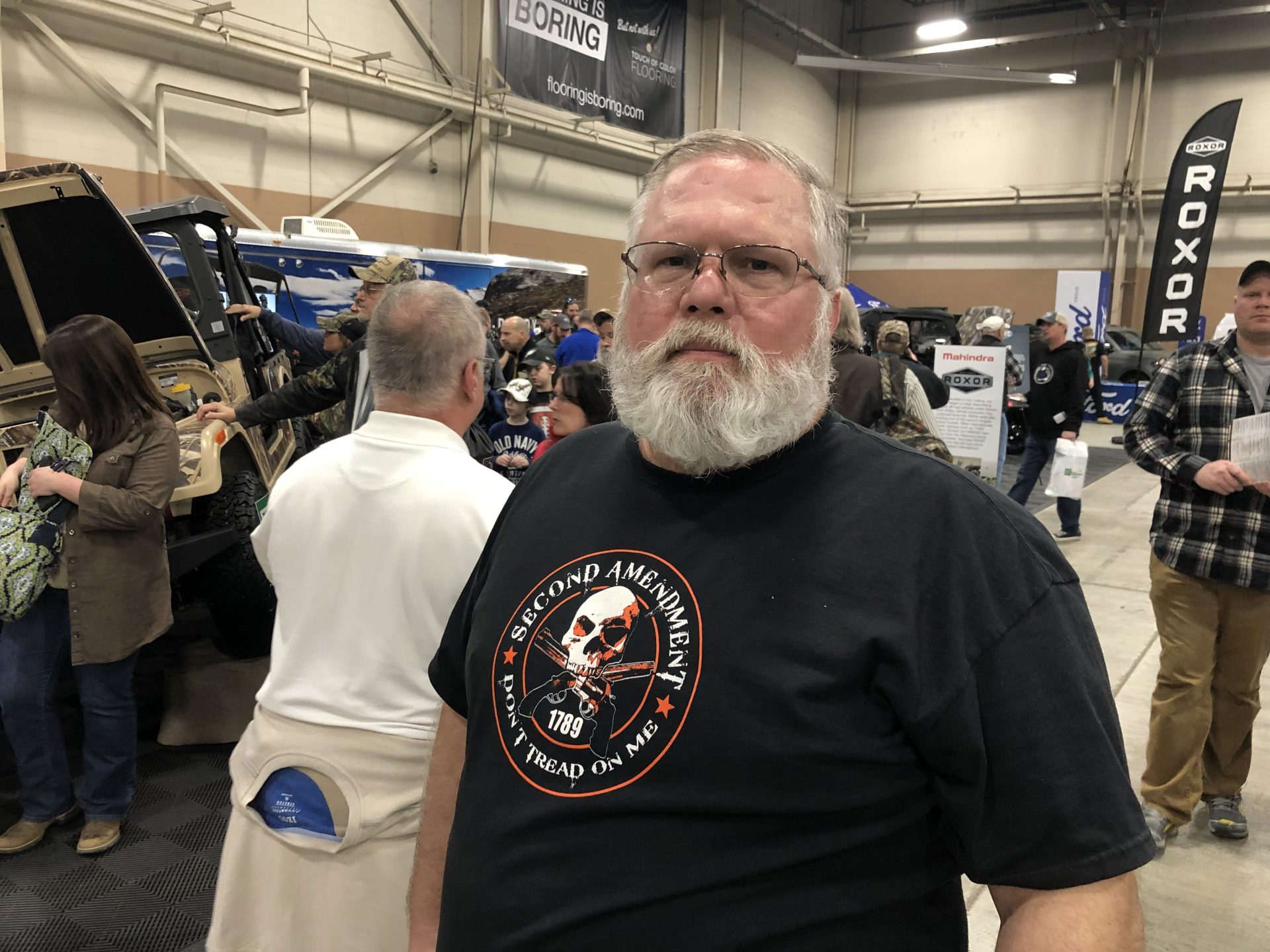 John Youells, 55, of Montgomery County, is seen at the Great American Outdoor Show in Harrisburg on Feb. 7, 2019.