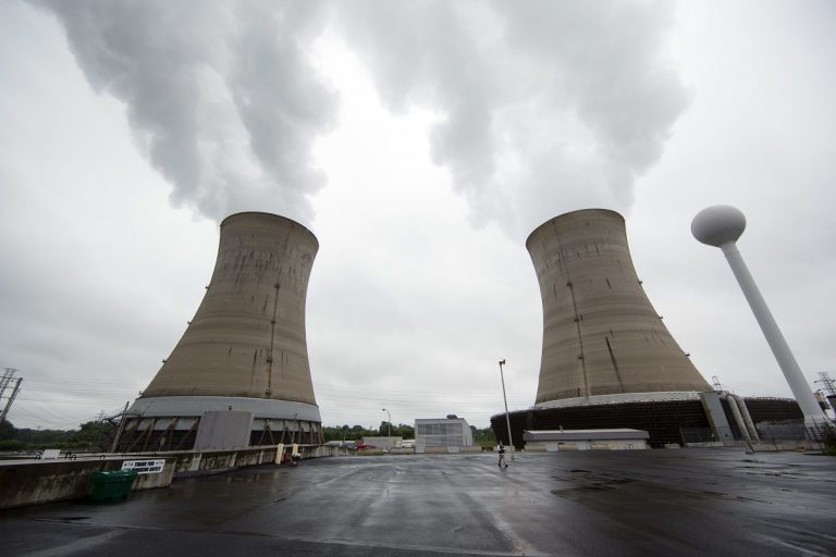 Cooling towers at the Three Mile Island nuclear power plant in Middletown.