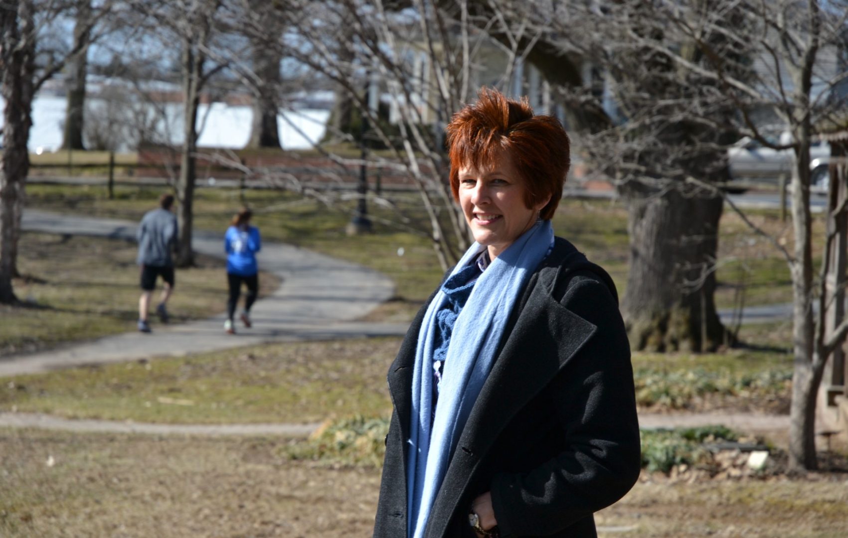 Chris Achenbach-Kimmel stands for a portrait at Elizabethtown College where she works. 