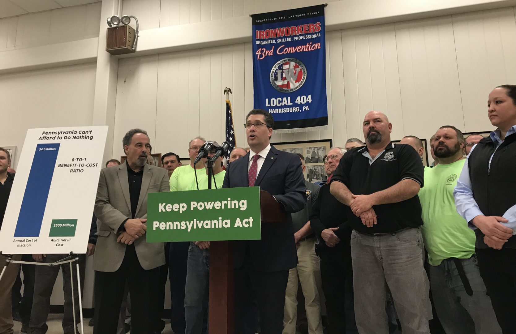 Rep. Thomas Mehaffie (R- Dauphin) unveils a bill aimed a preventing the early closure of two of Pennsylvania's five nuclear power plants.