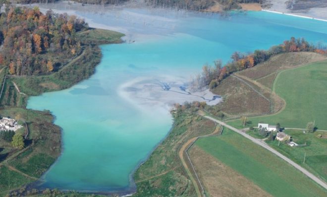 Little Blue Run, the largest coal ash pond east of the Mississippi, along the Pennsylvania-West Virginia border. 