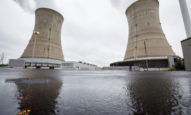 Exelon Corporation Three Mile Island nuclear generating station Unit 1 cooling towers in Londonderry Township, Dauphin County. 
May 22, 2017.