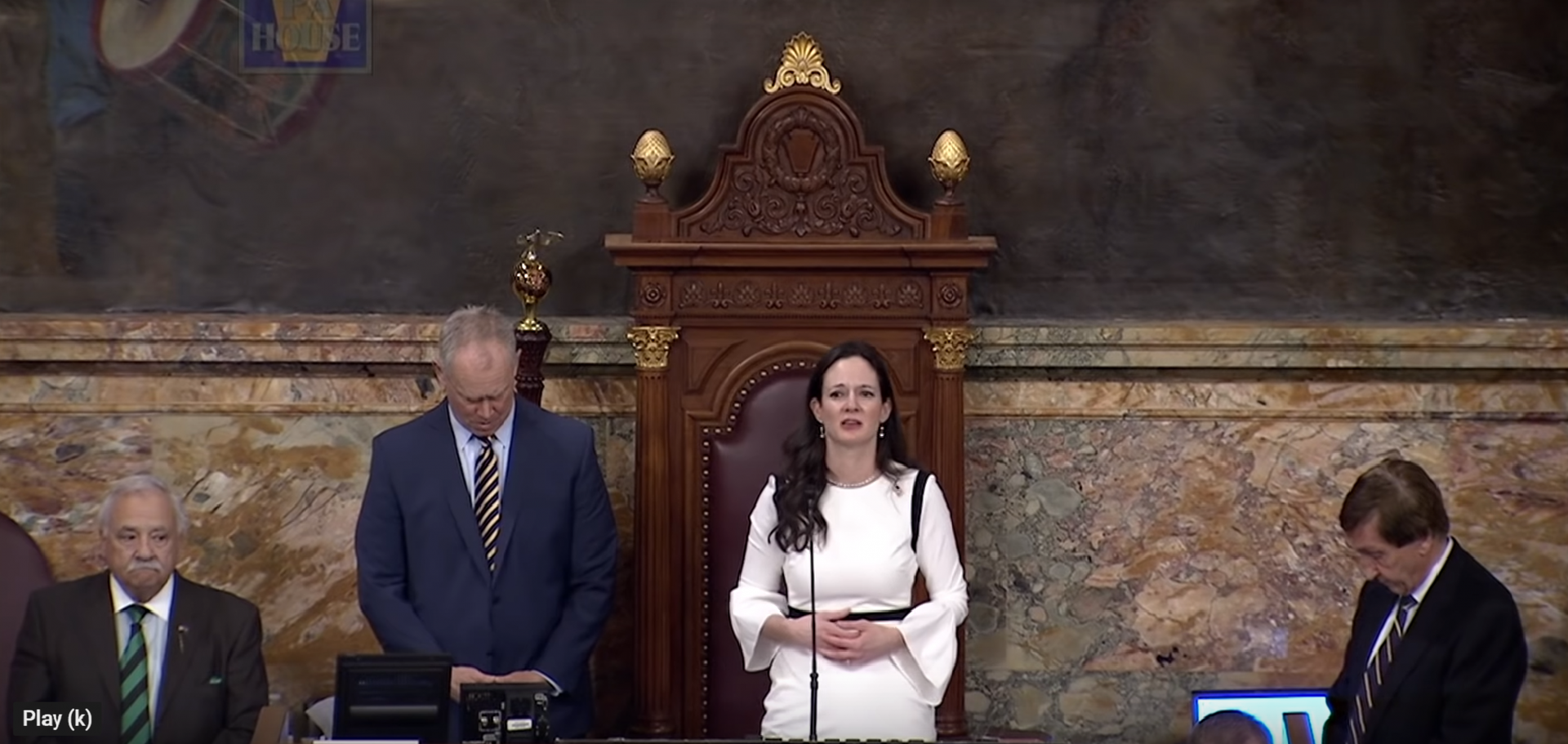 State Rep. Stephanie Borowicz delivers an invocation on March 25, 2019, in the state House.