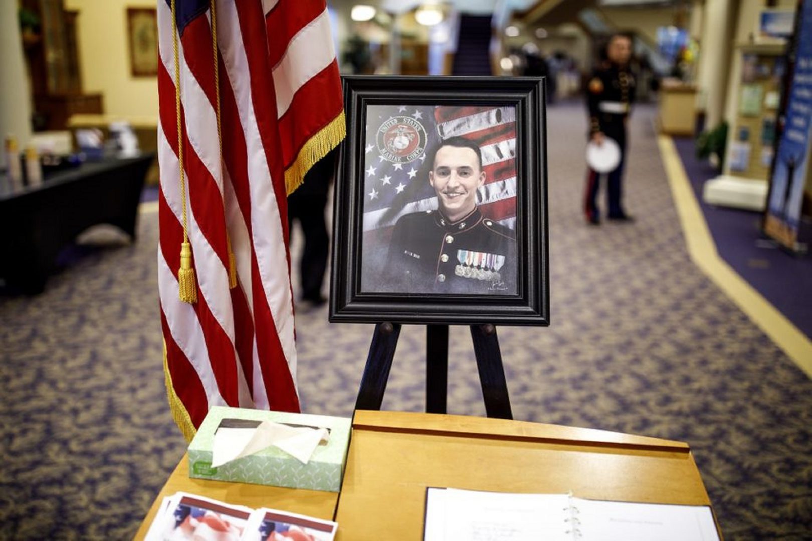 A memorial service is held at Christian Life Assembly for Marine Staff Sgt. Benjamin Hines, 31, of Dallastown, York County, who was killed April 8 in an attack in Afghanistan. April 24, 2019.